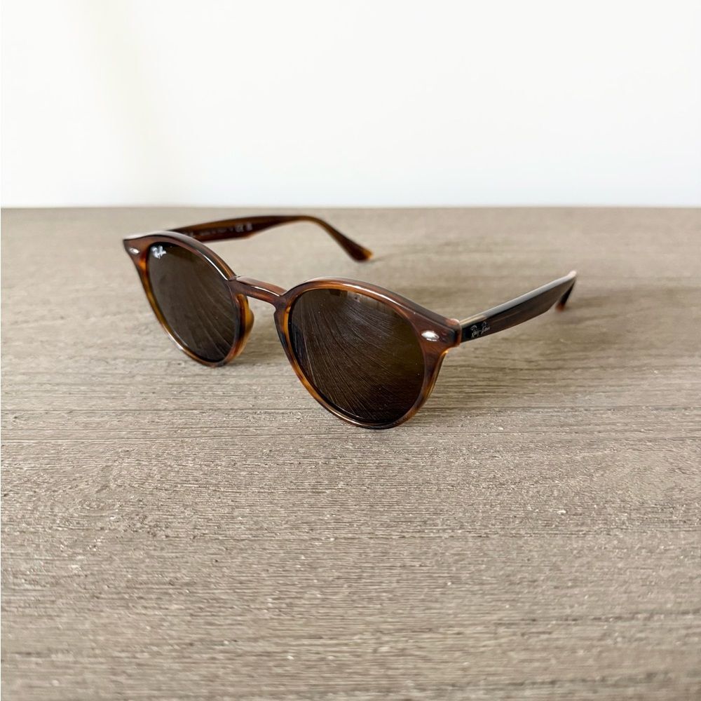 Ray-Ban BR2180 Highstreet Round Sunglasses in Brown Tortoise with Brown Lenses